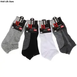 Men's Cotton Non-slip Yoga Socks with Grips Breathable Anti Skid Floor Socks for Pilates Gym Fitness Size 39-44