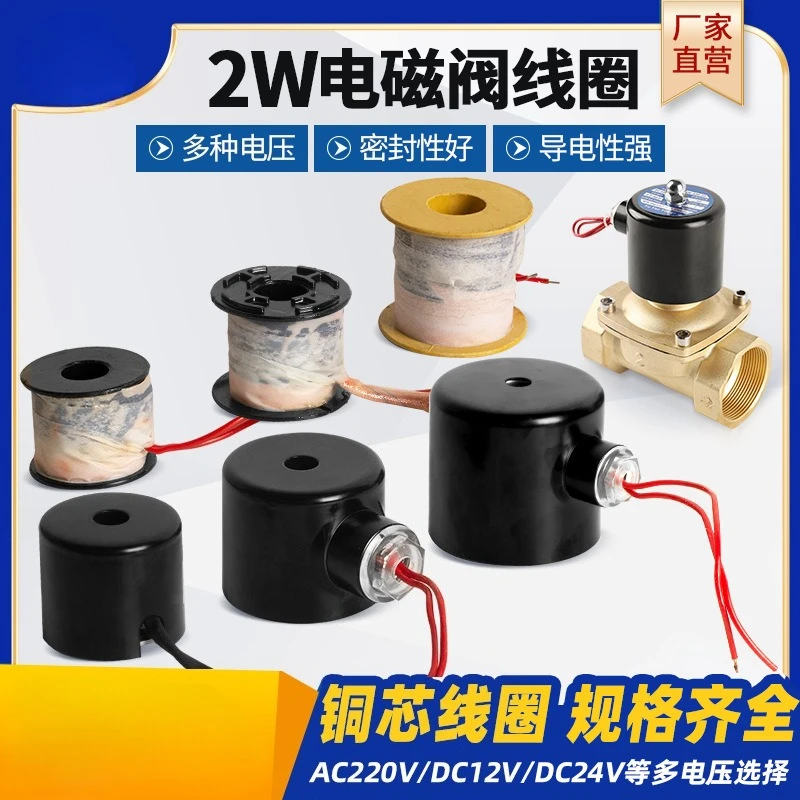 2W160-15 Solenoid Valve Coil AC220V DC24V Copper Wire Waterproof Explosion Proof Replacement for 2W Series 1/2 Inch