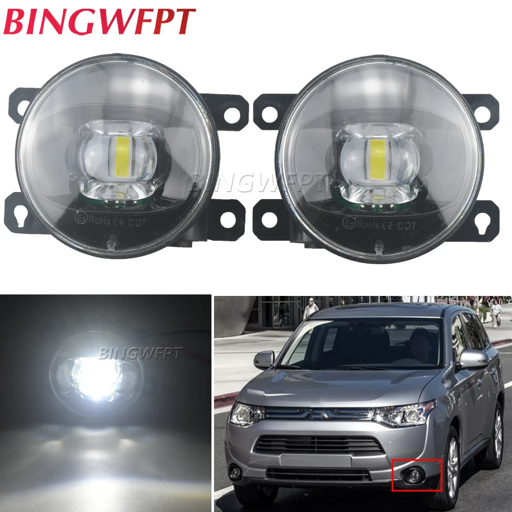 2 X 30W H11 LED Lens Fog Light Assembly With DRL For Mitsubishi Outlander 2013-2019 Car Fog Daytime Driving Lamp