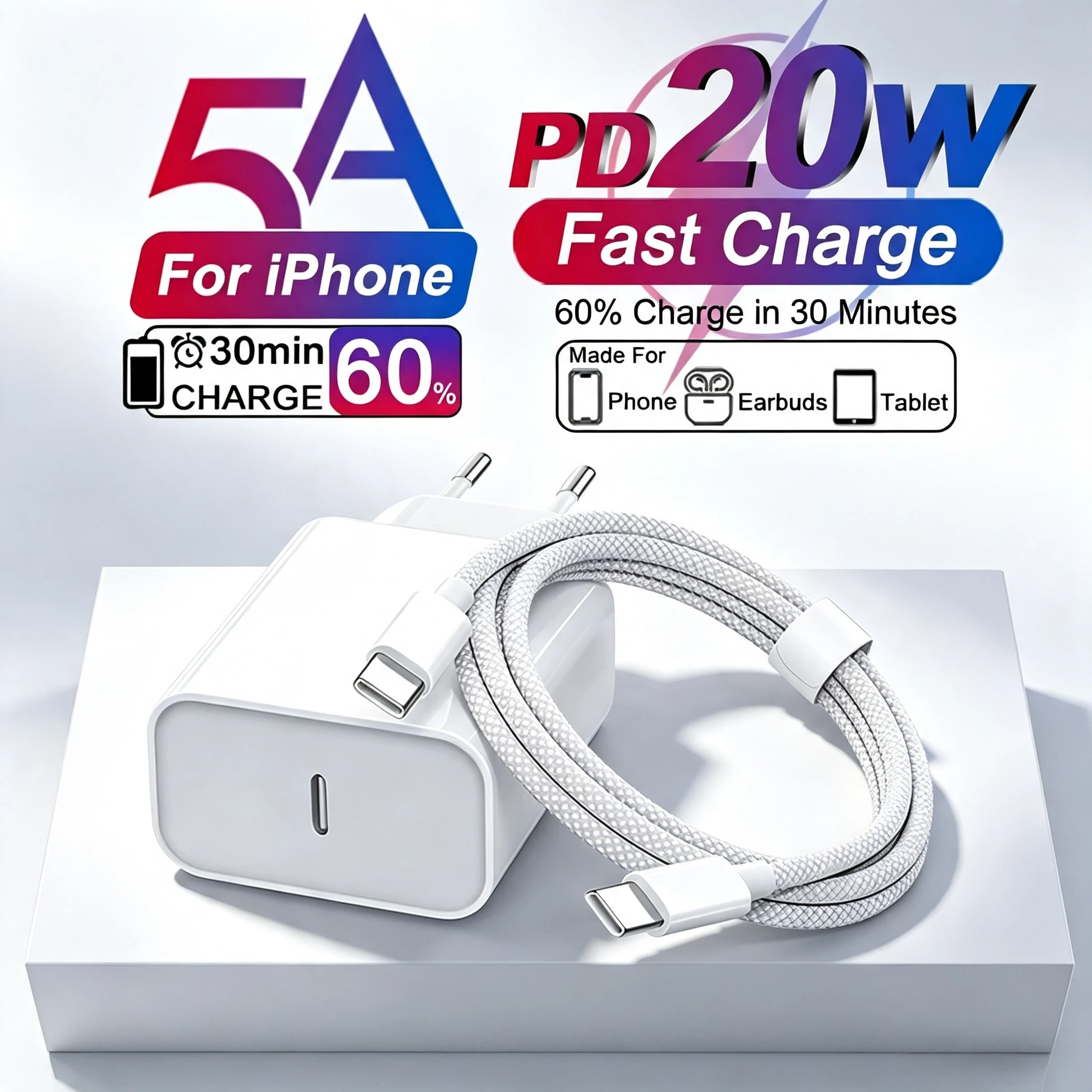 Phone Accessories Online - Adattatore US EU Caricabatterie Rapido PD