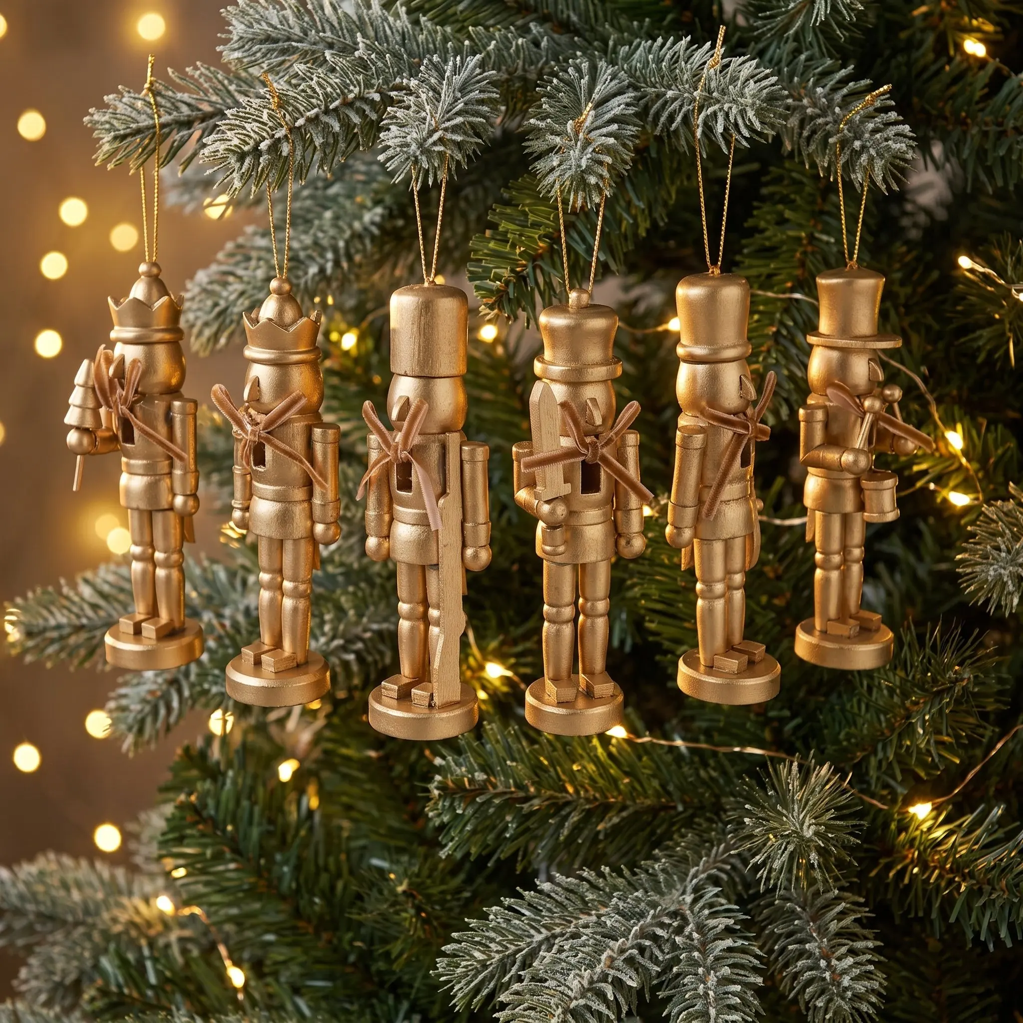 6pcs 12.5cm Christmas Nutcracker Puppet Vintage Walnuts Soldier Dolls Christmas Tree Hanging Ornament Party Decoration