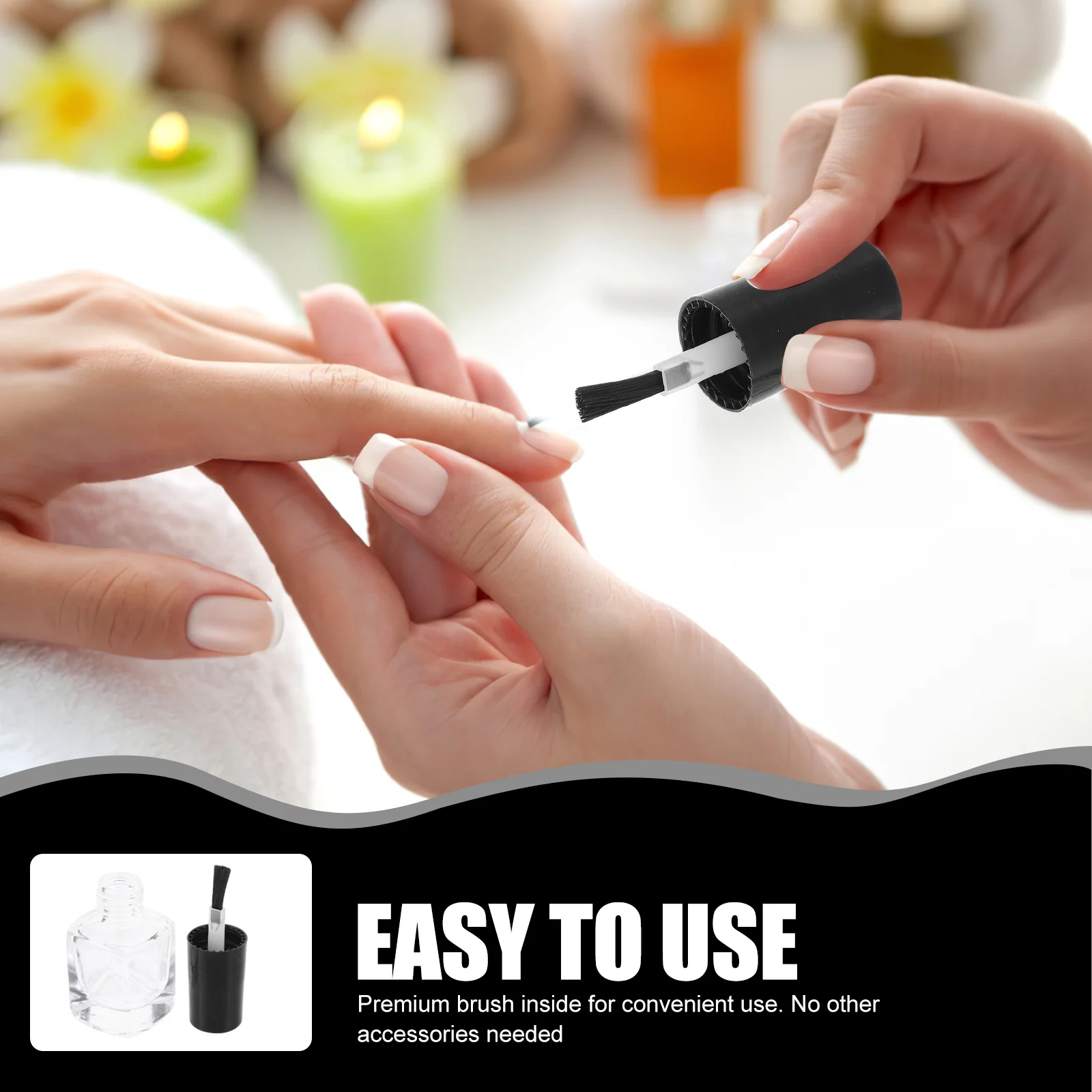 5 flacons de vernis à ongles vides, contenants carrés transparents portables, pinceau de qualité supérieure, étanches pour les voyages, le stockage de vernis à ongles DIY