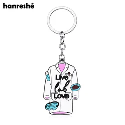 Hanreshe Lab Clothes Enamel Science Keychain Charm Chemistry Biology Pendant Key Ring Jewelry Gifts for Women Men