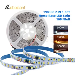 Horse Race Dual Color LED Strip Light 24V 2835 CCT Cool Warm White Running Water Flowing Ribbon 10M 1903 IC Chasing Linear Lamp