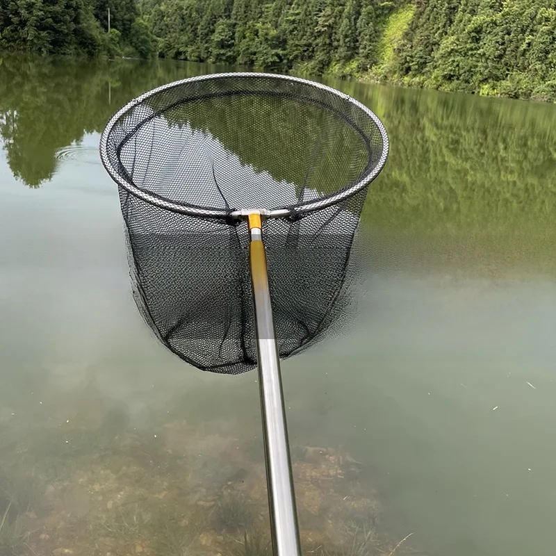 厚みのあるステンレス製の釣り網セット、魚やロブスターを捕まえるための伸縮式ロッド付き、大型魚網バスケット、アウトドアキャンプ旅行用品