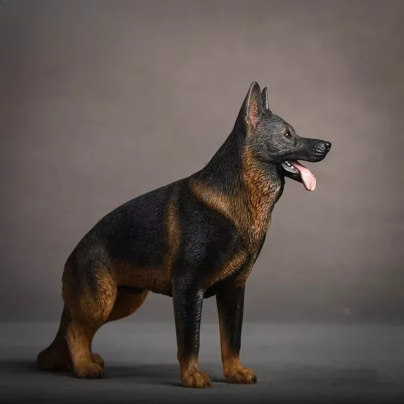 JXK 1/12 Schaal Gesimuleerde Hars Duitse Herder Model Politiehond Desktop Ornament Accessoire Poppen Diermodel Speelgoed
