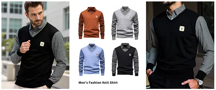 US-Größe Herren Polokragen Pullover Herbst Winter Pullover Gestreifte Freizeithemden Pullover Neu Jersey Strickwaren – Detail 2
