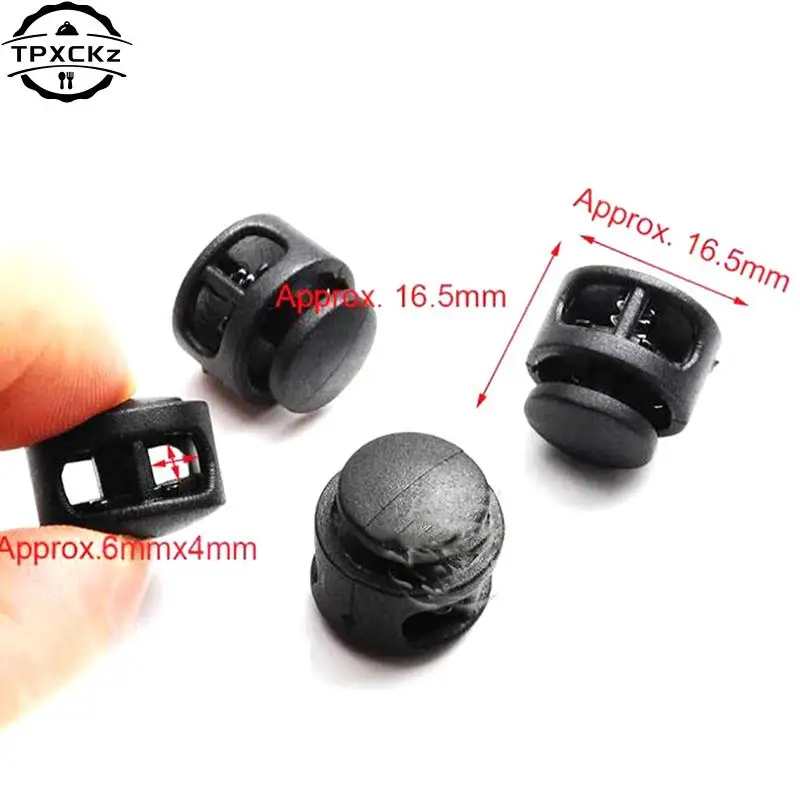 10pcs Double Hole Spring Cord Lock Round Ball Shaped Toggle Stoppers Stop Sliding Cord Fasteners Locks Buttons Ends Replacement