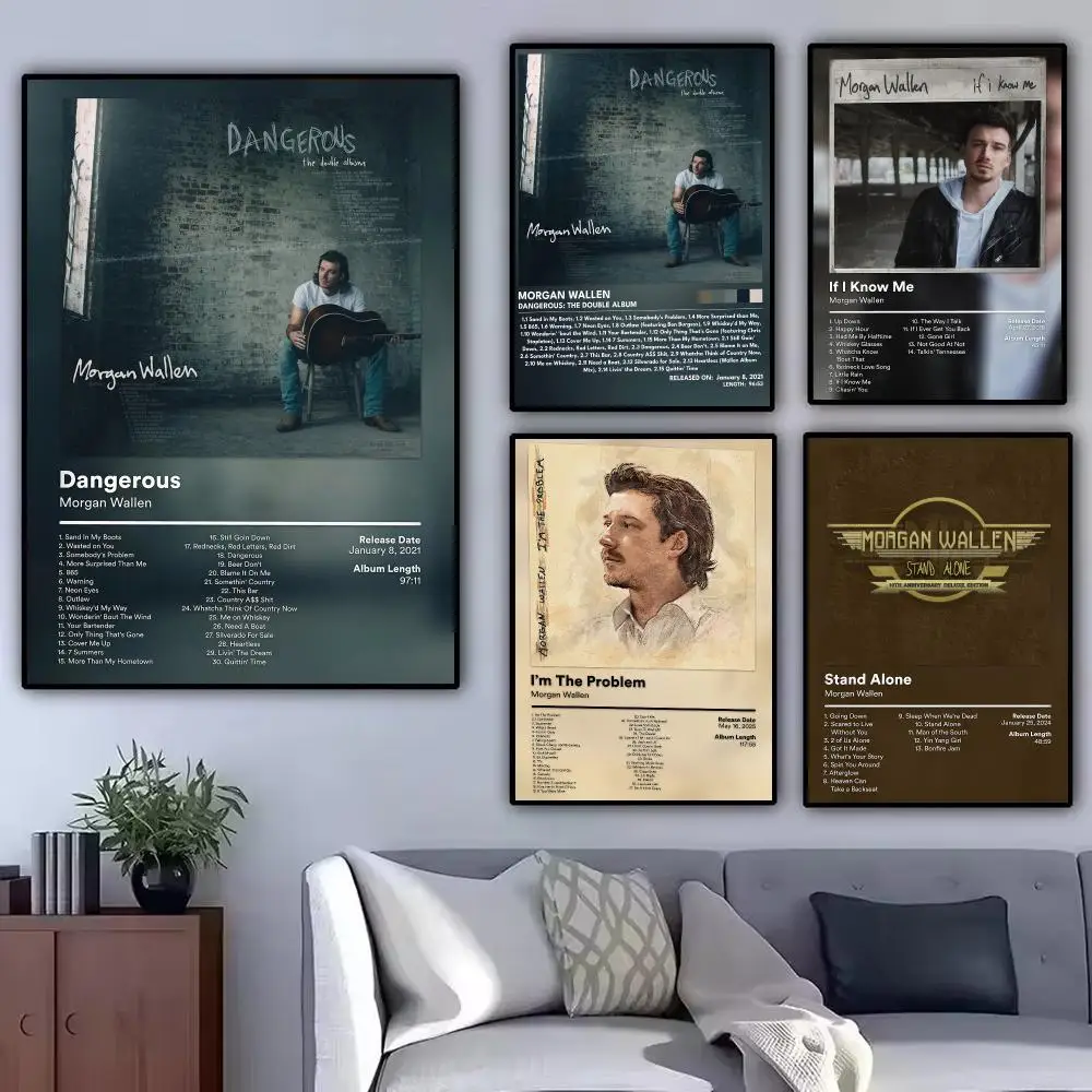 Singer M-Morgan Wallen Music Album Poster Modern Aesthetic Wall Art Poster Minimalist Room Decoration Items