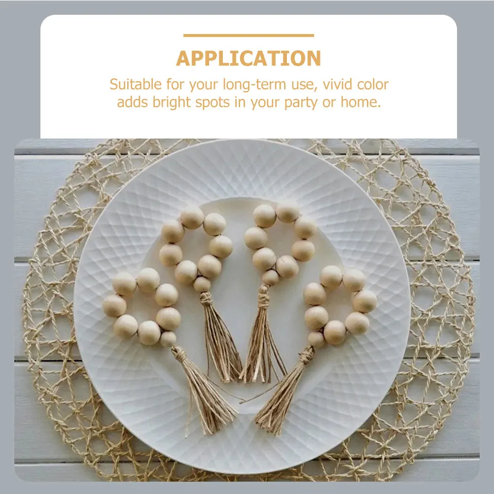 

10 Pcs Wooden Bead Napkin Rings for Tea Party Dinner Beaded Dining Table Wall Hanging Cotton Linen Banquet