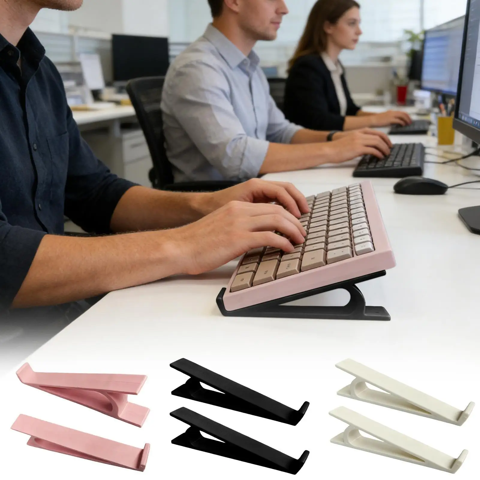Keyboard Holder 2 Pieces Ergonomic Non Slip Portable Computer Stand Keyboard Lifter For Desk For Student Teacher Women Men Daily