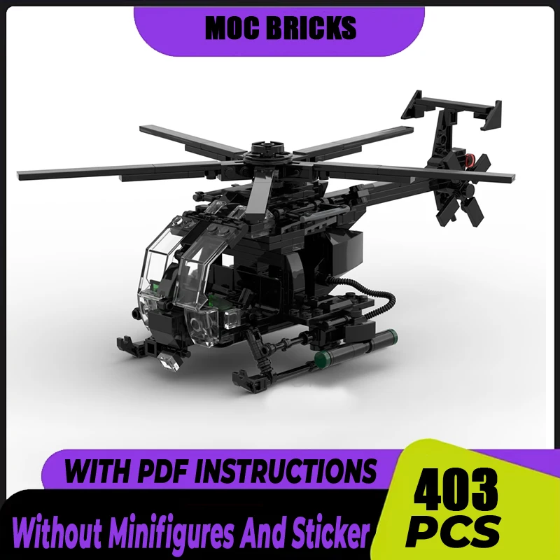 Military Series Model Moc Building BlocksAH6 - Little Bird Fighter Model Technology Brick DIY Assembly Construction Toy Gifts