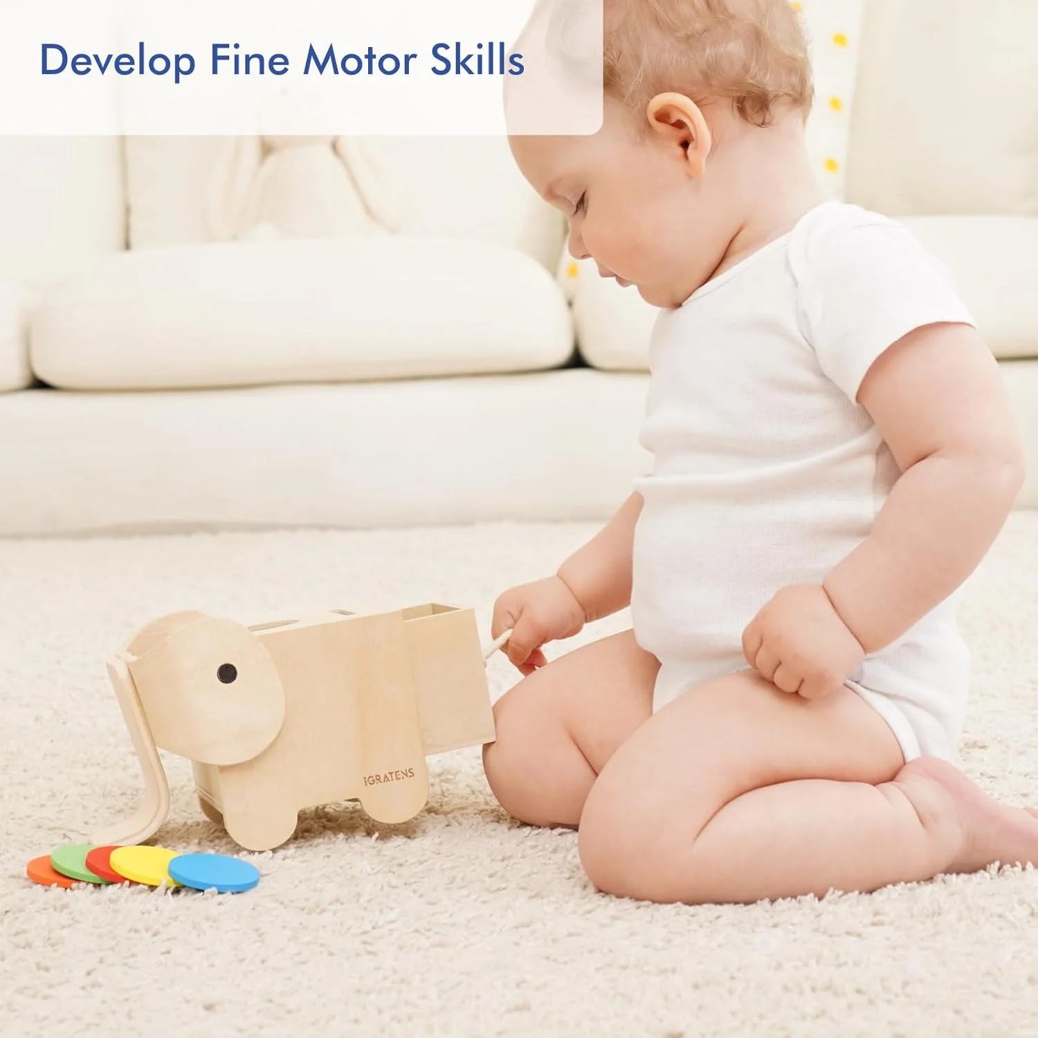 Clasificador de formas de elefante para bebés: ¡Lanzar formas para recuperar juguetes, desarrollar habilidades motoras finas entre se divertir!