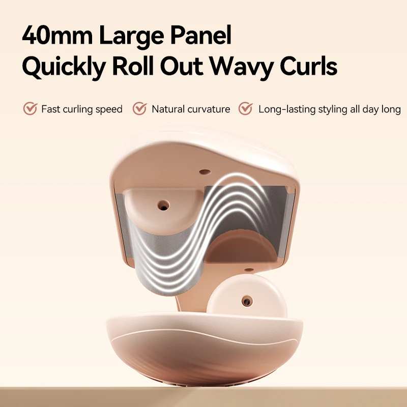 مكشكش شعر مموج عميق 40 مم مع أيون سالب - مكواة تجعيد بدرجة حرارة قابلة للتعديل للشعر المتموج طويل الأمد، مضاد للتجعد #5
