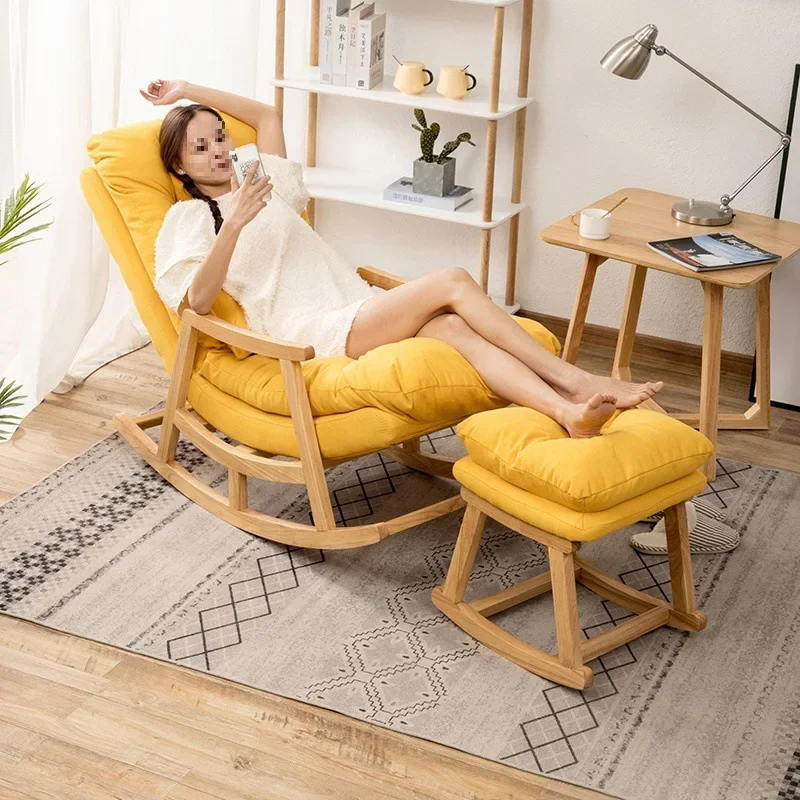 

Nordic lazy sofa solid wood rocking chair adult home balcony living room backrest leisure
