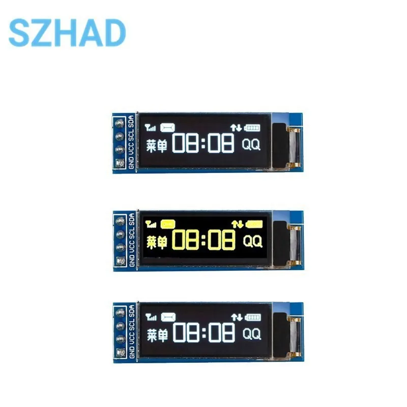 

0.91 Inch 128x32 IIC I2C White / Blue/Yellow OLED LCD Display DIY Module SSD1306 Driver IC DC 3.3V 5V for arduino