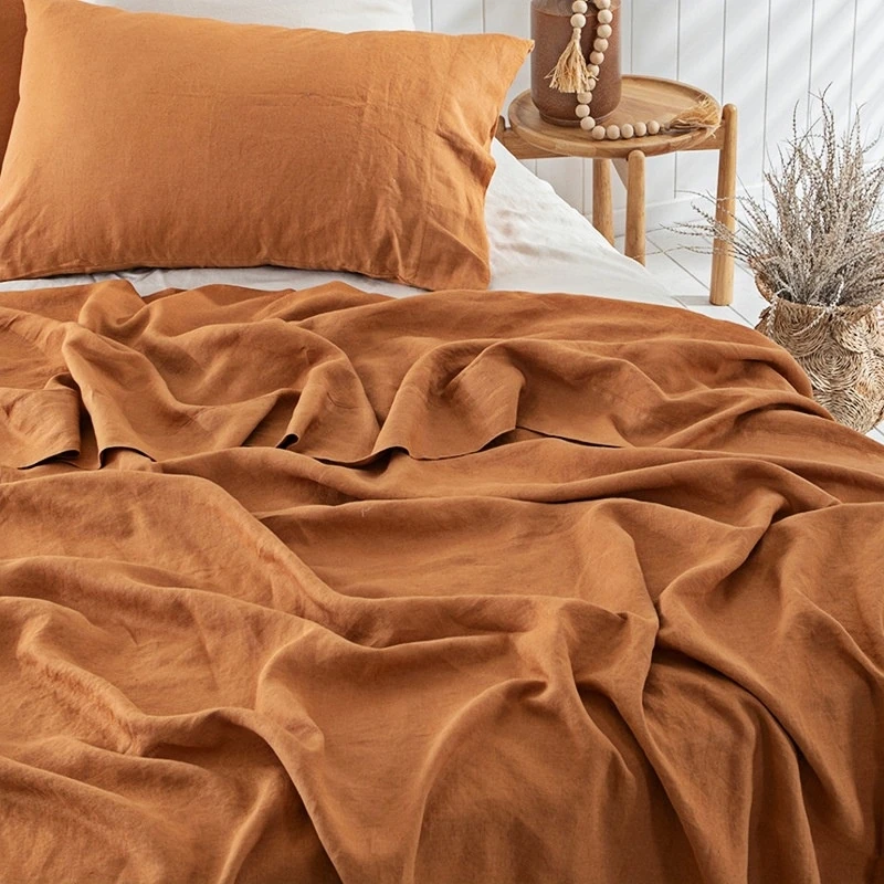 Healthy Antibacterial ,100% Hemp,  Bed Sheet  Set, US UK Size, Caramel Gray Natural  White Colors,  Customize