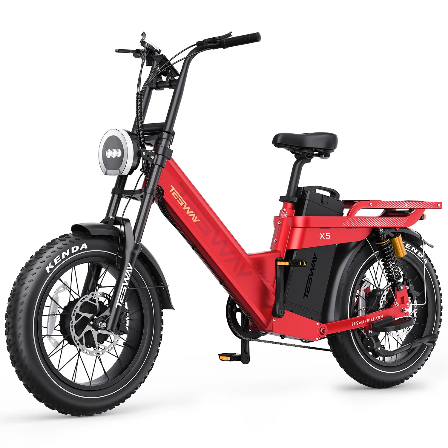 AliExpress TESWAY X5 AWD Electric Bike 52V60Ah Lithium Battery 2000W Motor 20''*4.0'' All-terrain Fat Tires 300KM Range E-Bike