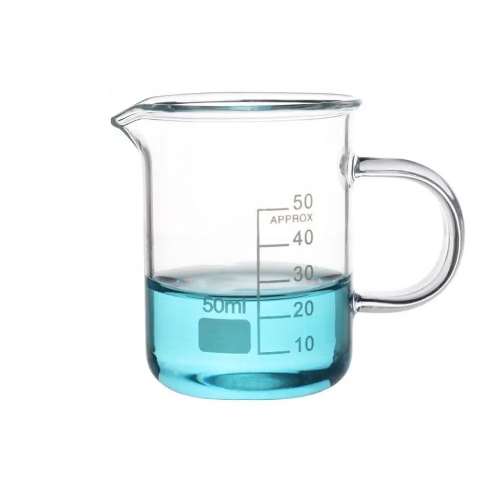 50/100/250/500 Beaker Glass Measuring Cup 1000ml Kitchen Lab Laboratory Flask High Temperature Resistant Glass Scale Beaker