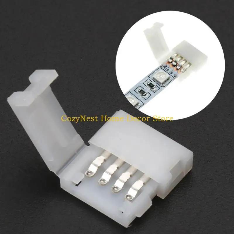 92MF Solderless Clip-On Con.cector 4 Pin 10mm for 5050 RGB LED Strip Light
