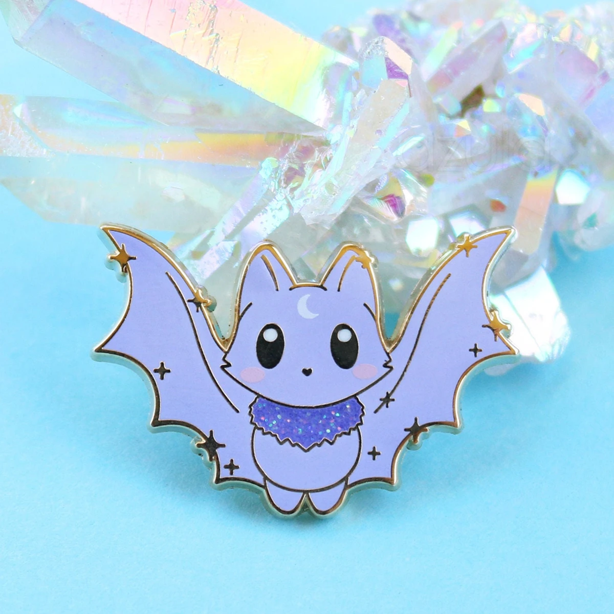 Cartoon Moon Purple Bat Hard Enamel Pin Goth Creepy Bats Metal Brooch Accessories Kawaii Cute Animal Badge Jewelry