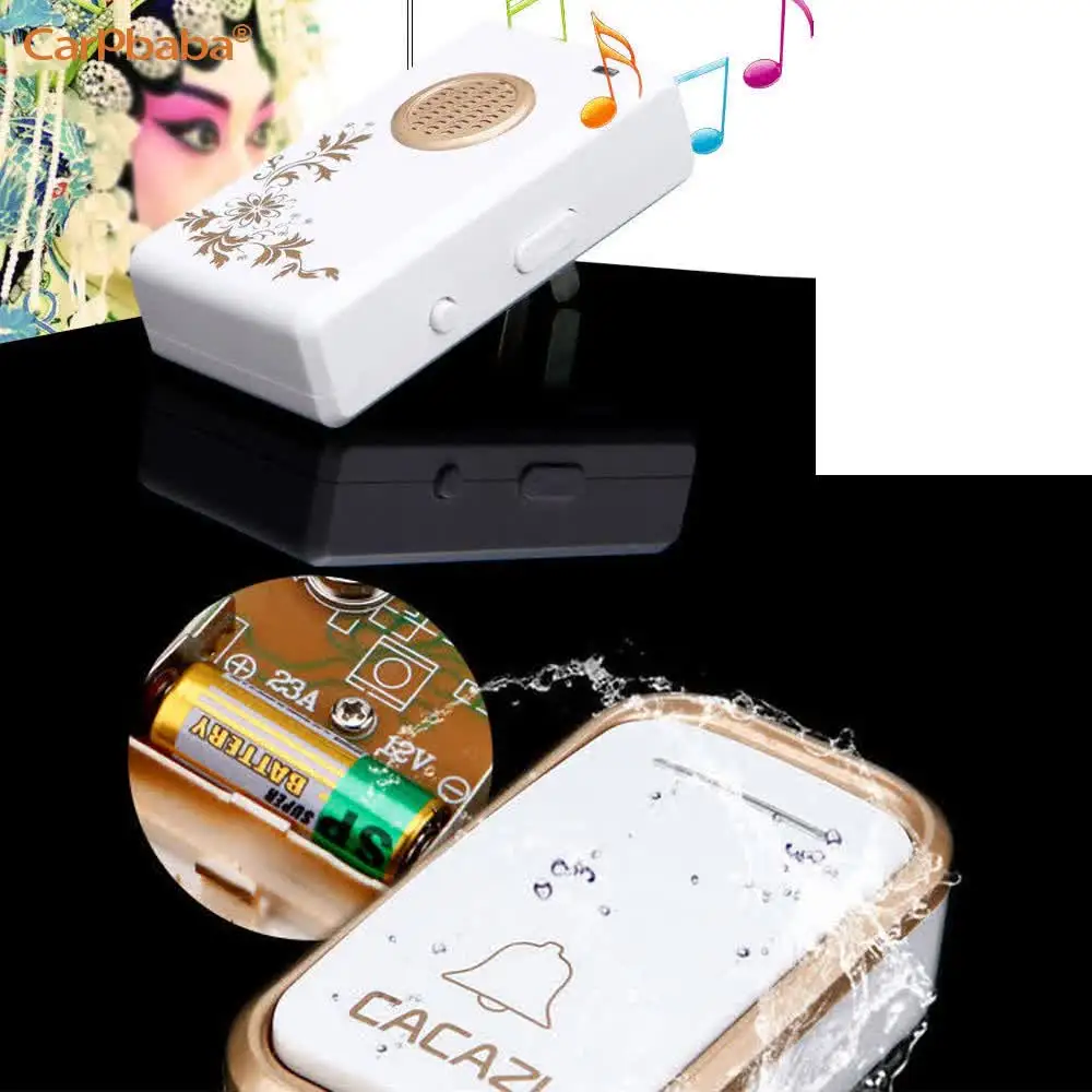 V002 Waterproof Wireless Doorbell 1 2 Button 1 2 3 Receiver 300M Remote Intelligent LED Light Home Door Bell Wireless Chime