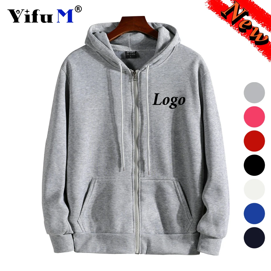 

Custom Your Logo Zipper Hoodies Women Men Fashion Long Sleeve Hooded Sweatshirt Print Casual Autumn Winter Sportwear Clothes