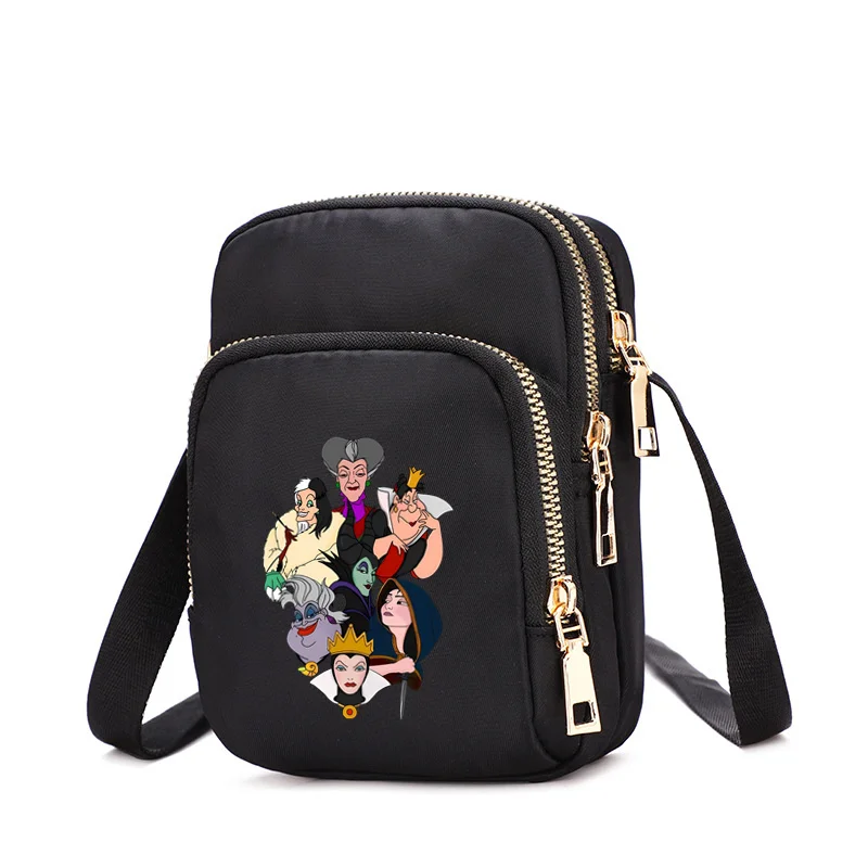 Disney Villain Borsa da donna in nylon con cerniera Borse a tracolla per cellulare Borsa da donna casual da donna Borsa da polso femminile