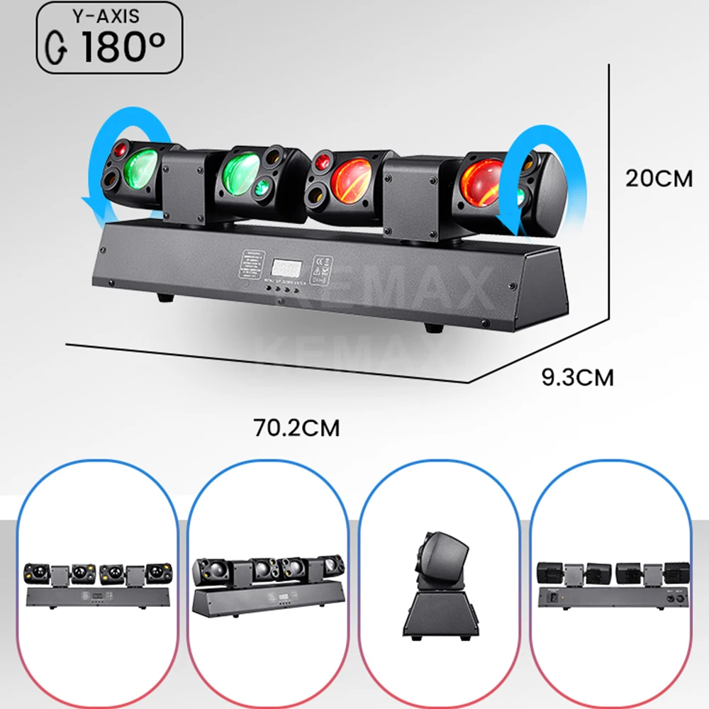 80W Disko Partisi RGBW Uzaktan Kumandalı Çift Başlı LED Hareketli Kafa Işın Lambaları DMX512 DJ Ekipmanı Sahne Aydınlatması Etkinlik Kulüp Noel İçin