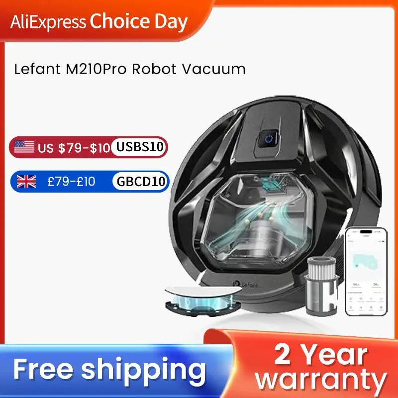 Lefant M320 Robot Vacuum Cleaner Visible Dustbin Environment Protect Powerful Suction App/Alexa/Google Control Mini for Pet Hair