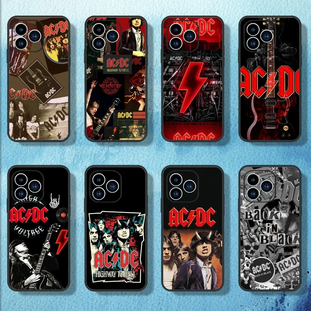 A-ACDC Band Phone Case For iPhone 11 12 13 14 15 Mini Pro Max Plus 8 xr xs Black Shell