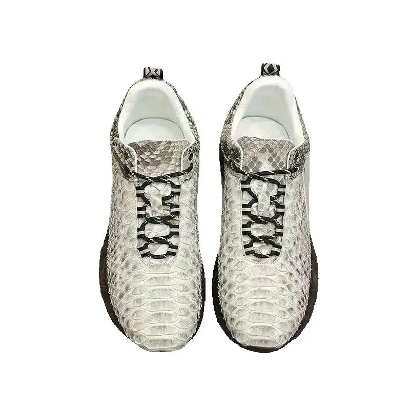 2025 new arrival Fashion Snake skin causal shoes men,male Genuine leather shoes 008