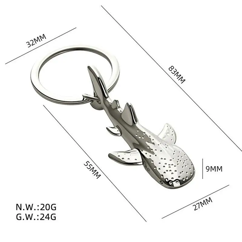 Metallischer Mini-Walhai-Schlüsselanhänger, kreativer Anhänger, Auto-Schlüsselring, Taschenanhänger, Geschenk – Detail 8