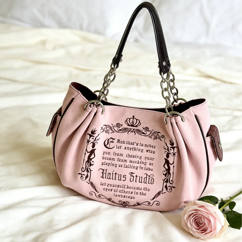 

Винтажная сумка с буквенным принтом Y2k, женская готическая большая вместительная повседневная сумка через плечо, женский кошелек в стиле Харадзюку, эстетичная большая сумка