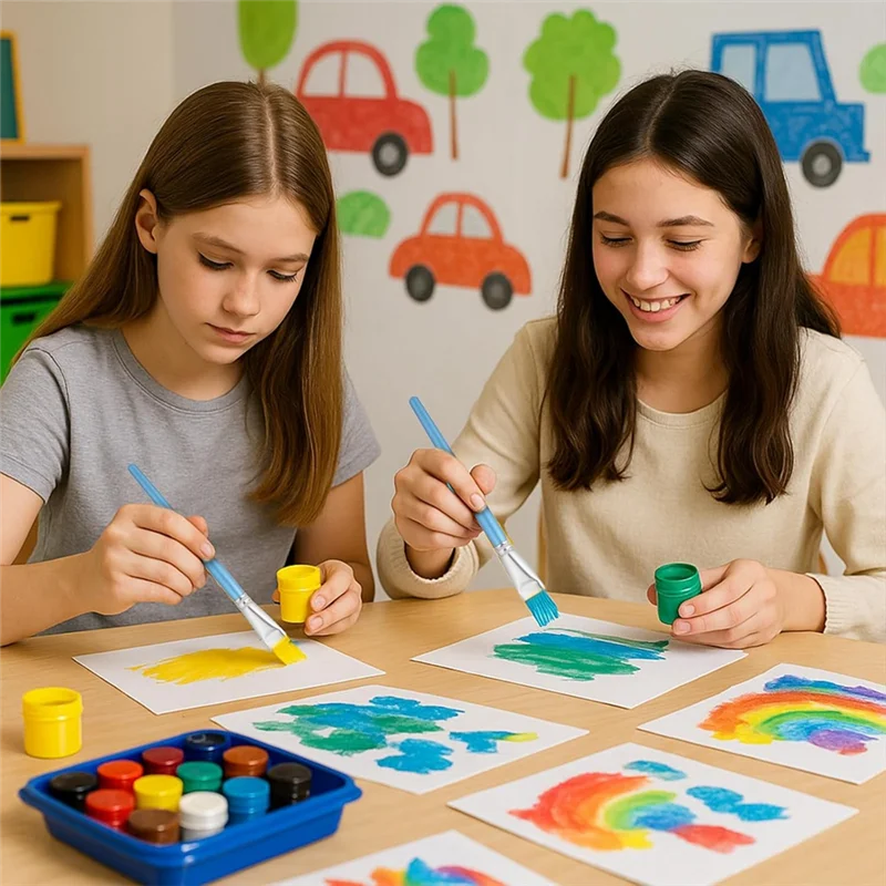 

HRBAJ-кисти для масляной живописи, профессиональная кисть с большой краской, 40 шт., набор плоских кистей для рисования, акварельная кисть шириной 1 дюйм для детей