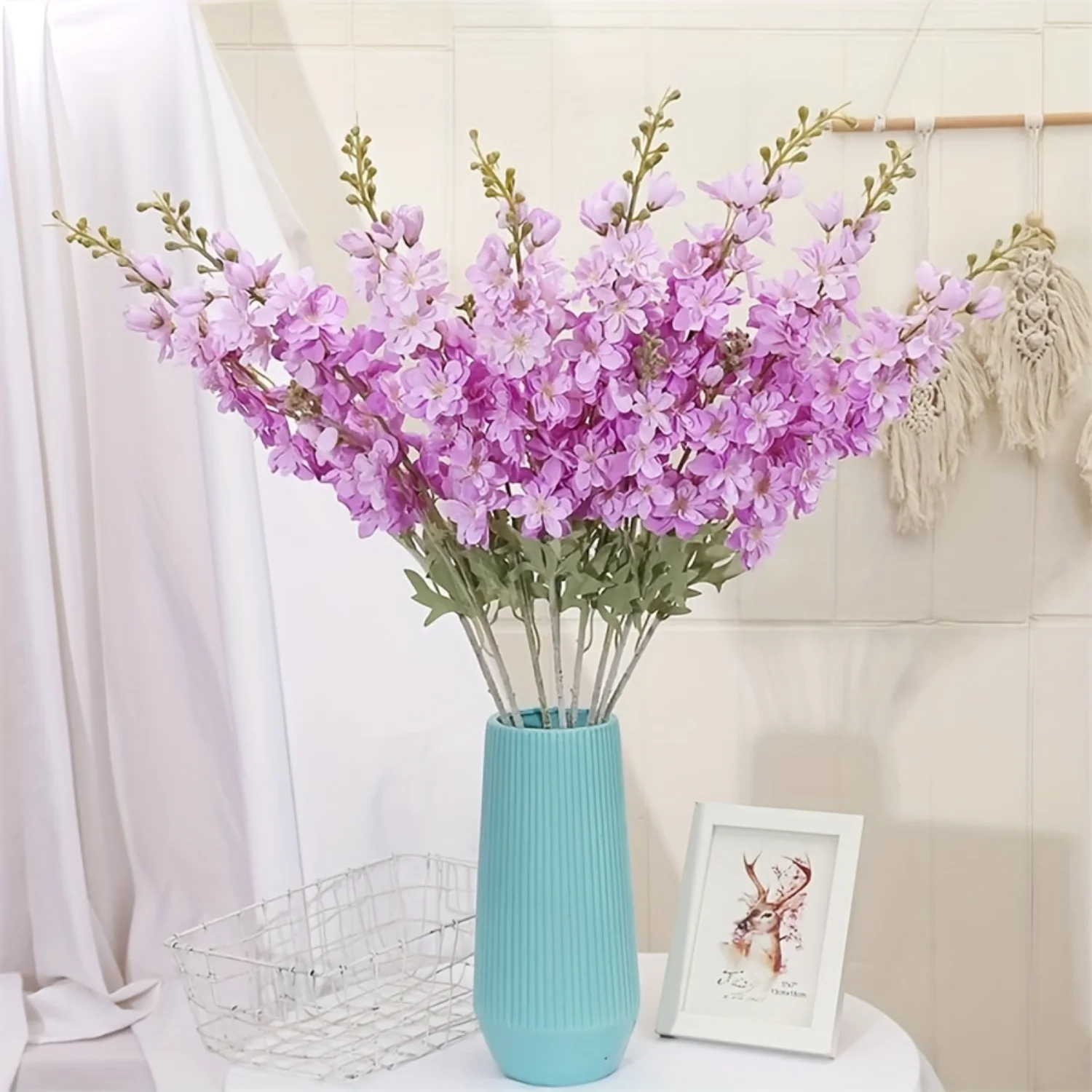 6Pcs Delphinium Flowers Artificial Flowers Silk Flowers Larkspur Flower 33.5in Long Stem Artificial Flowers For Tall Vase For  G