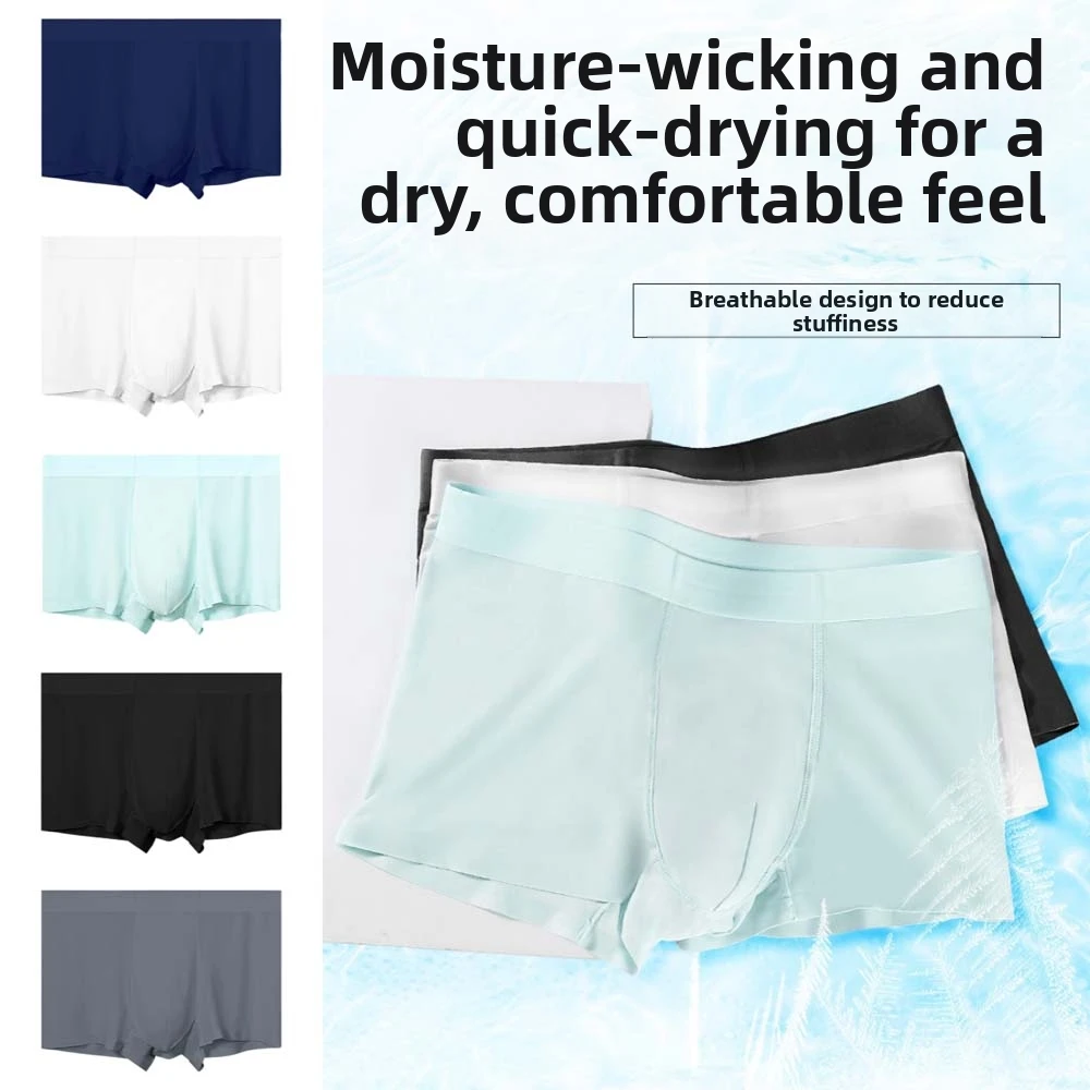 

Breathable Underpants Men Boxer Briefs Solid Color Lingerie Ice Silk Boxers Quick Dry Underwear Underwear for Men Male
