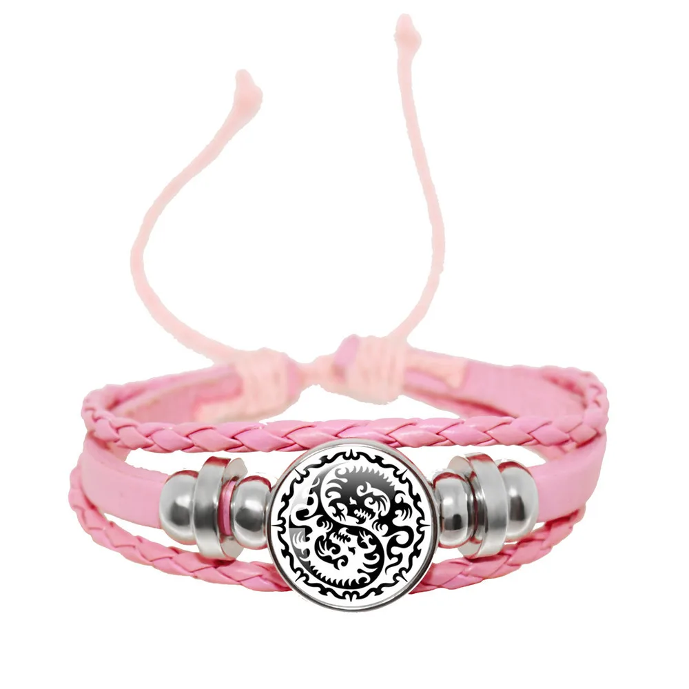 Yin Yang Dragon Tai Chi Couple Bracelet Pendant Leather Rope Adjustable Bracelet Women Men Jewelry Gift image 4