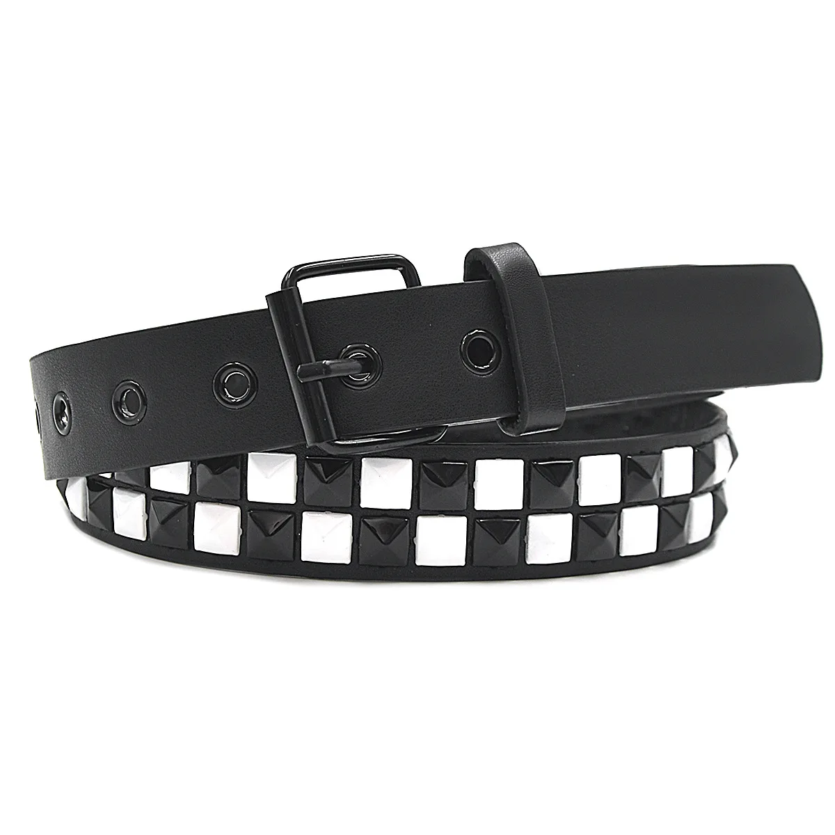 Cinturón Punk con remaches morados para mujer, accesorios para vaqueros de Hip Hop Y2k, faja de moda, cinturón con hebilla de cuero Pu, Unisex