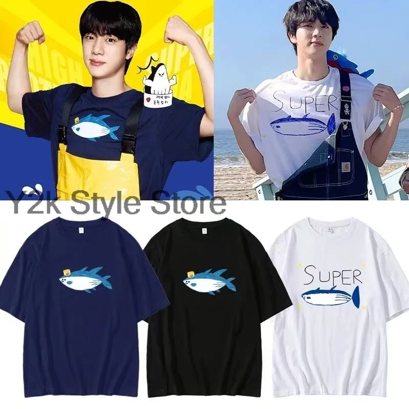 

Funny Jin Super Tuna Fish cute T Shirts Fashion Men and women Clothing Harajuku Unisex Cotton Tops Y2K Graphic T Shirts Day Gift