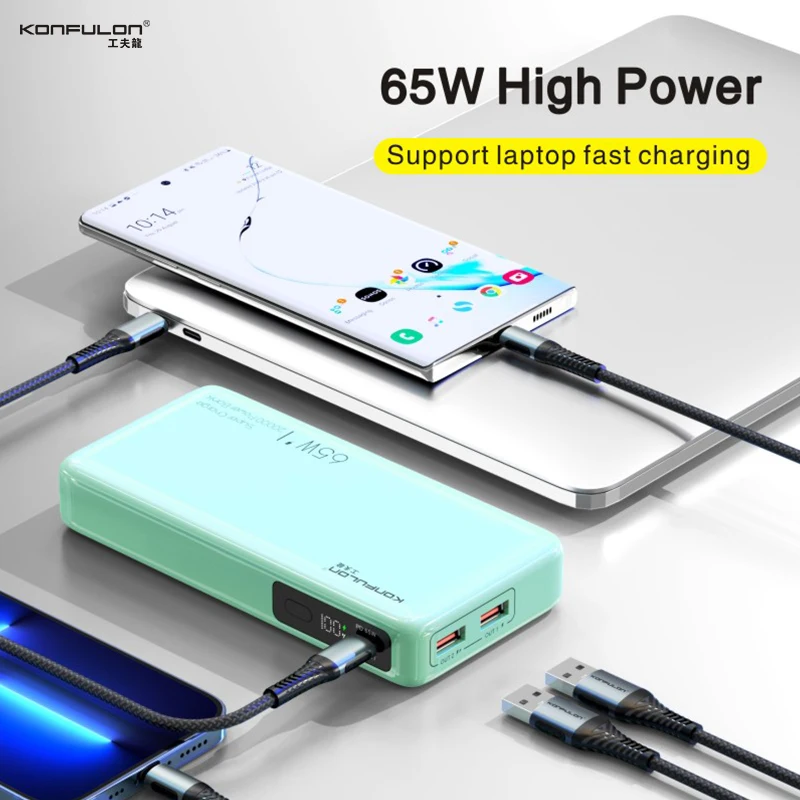 20000mAh Small Size PD 65W Power Bank Fast Charging External Battery Portable Essential for Going out High-Capacity Power Bank