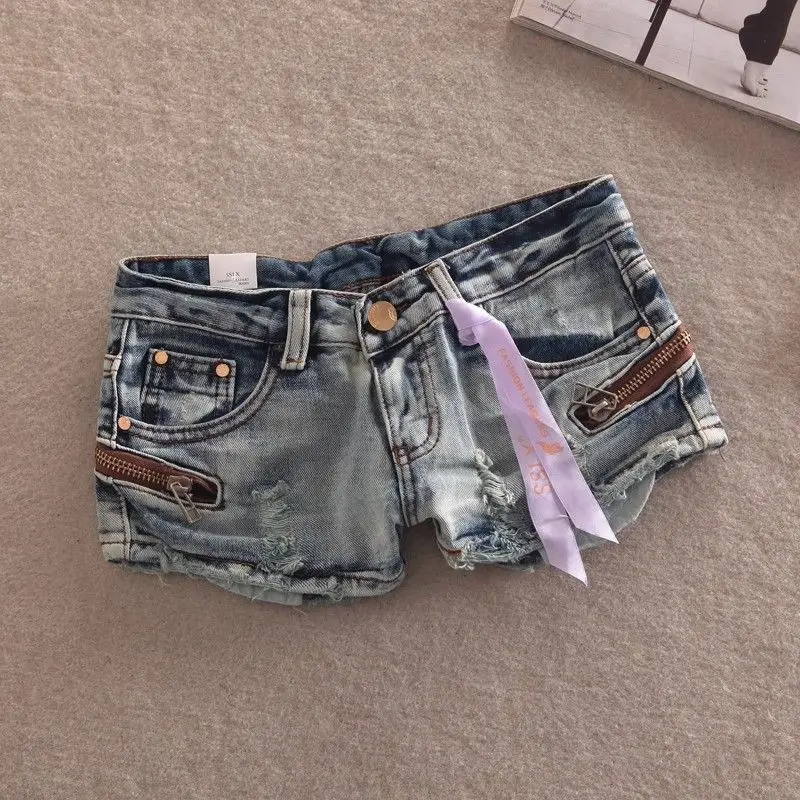 Y2K Retro Mini Shorts Harajuku Gyaru Denim Shorts Women Goth Slim Fit Hip Low Rise Short Pants