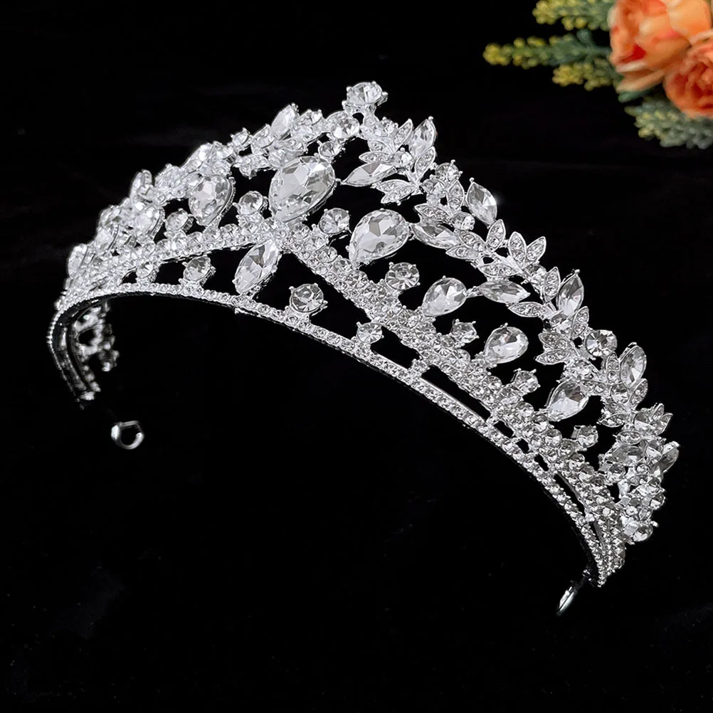 

Rhinestone Crown Bridal Wedding Tiara Women Headdress Elegant Accessories Birthday Girl Shiny Photoshoot Prop Celebration