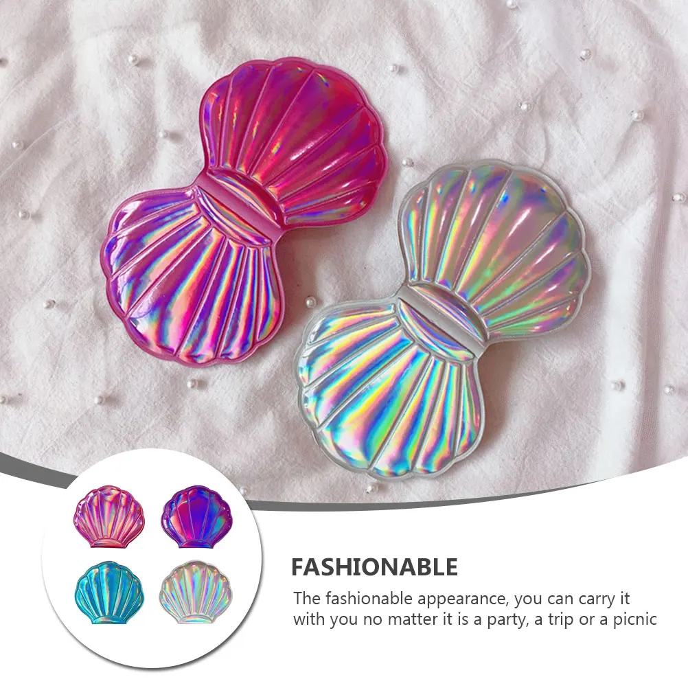 

4 Pcs Makeup Mirror Portable Foldable Double Sided Travel Shell Woman Exquisite Vintage Dresser Ideal Apply Lipstick