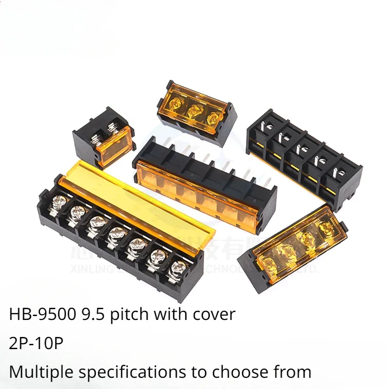 5pcs/lot HB9500 Terminal Block 9.5mm Connector Covered Barrier Type 2p/3/4/5/6/7/8/9/10P