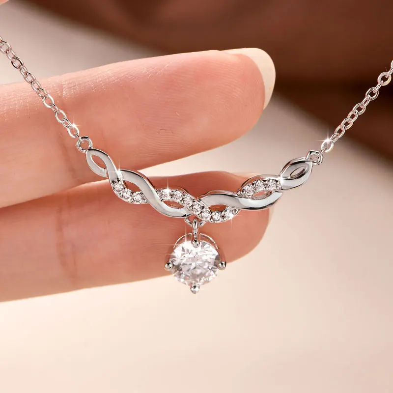 Lnngy Funkelnde 6,5 mm Moissanit-Halskette, 14 Karat Gold gefüllt, Infinity-Anhänger-Halsketten für Frauen, Valentinstag-Schmuckgeschenk – Detail 8
