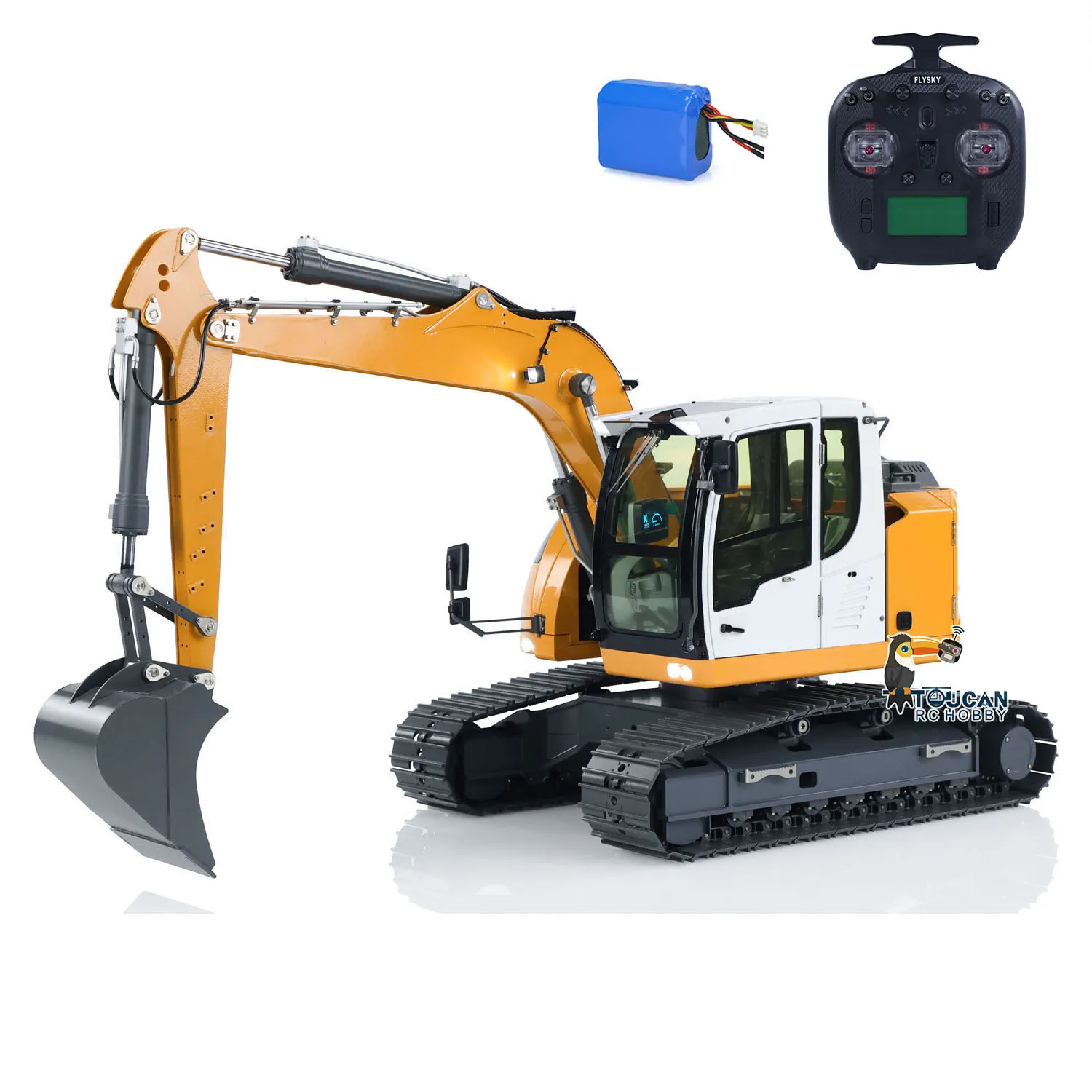 JDM-208 1/14 R920 RC Hydraulic Excavator Metal Radio Control Painted Finished Digger Model ST8 Light Truck Cars Toys for Boys