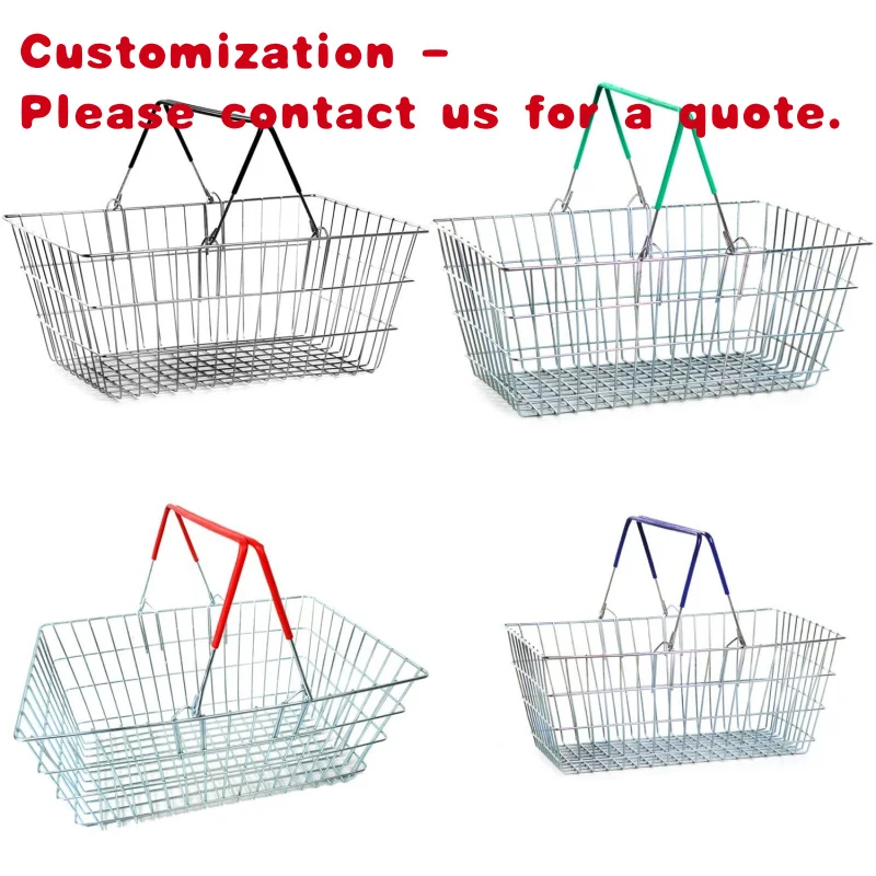 

custom.Foshan 21L Wire Shopping Basket with 2 Handles Retail Metal Mesh Steel Material