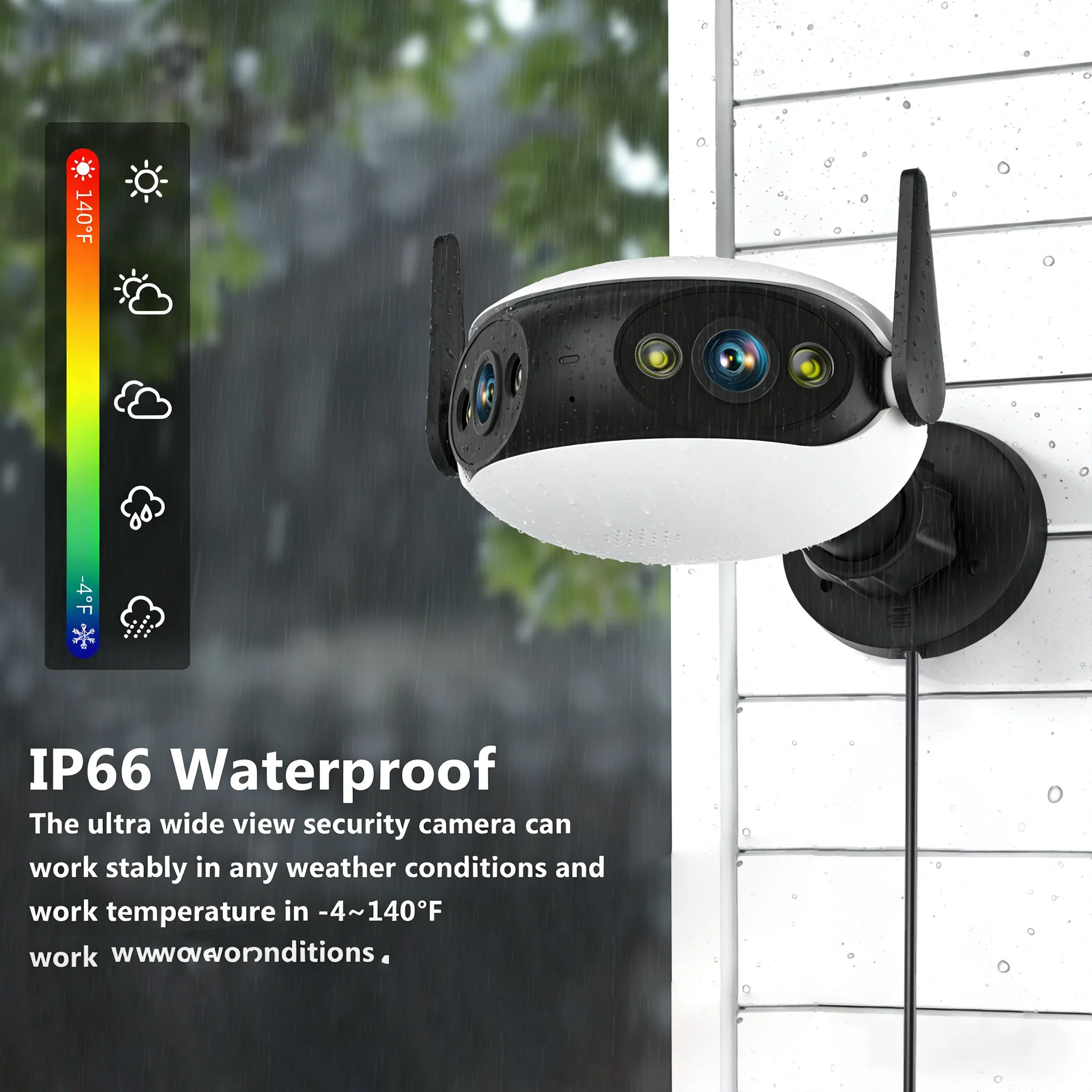 4K Outdoor WiFi Panoramic Camera 180 Degree Wide Angle Night Vision Motion Detection Security CCTV Cam PEGATAH