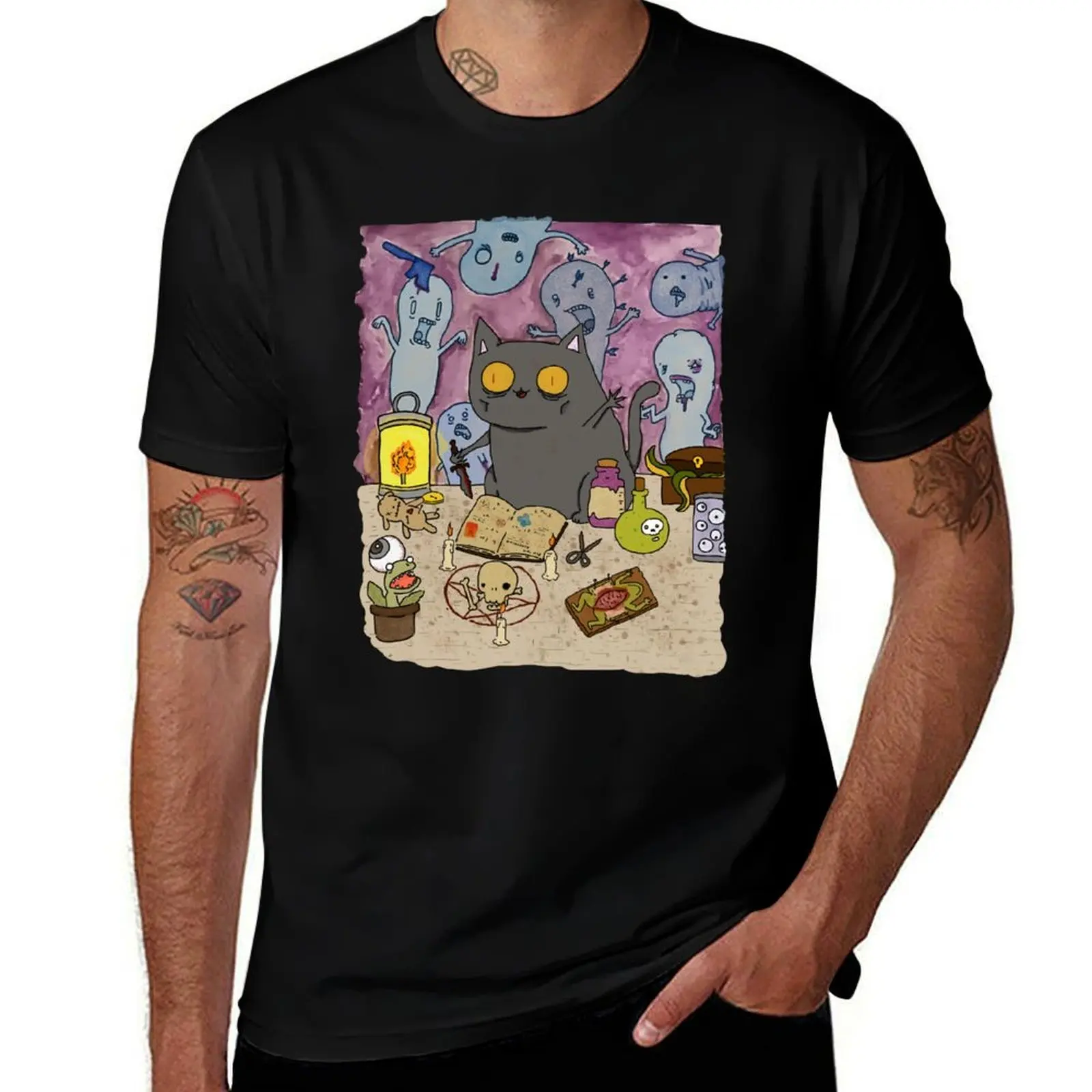 

cat necromancer T-Shirt Breathable Sportswear T-Shirt for Men